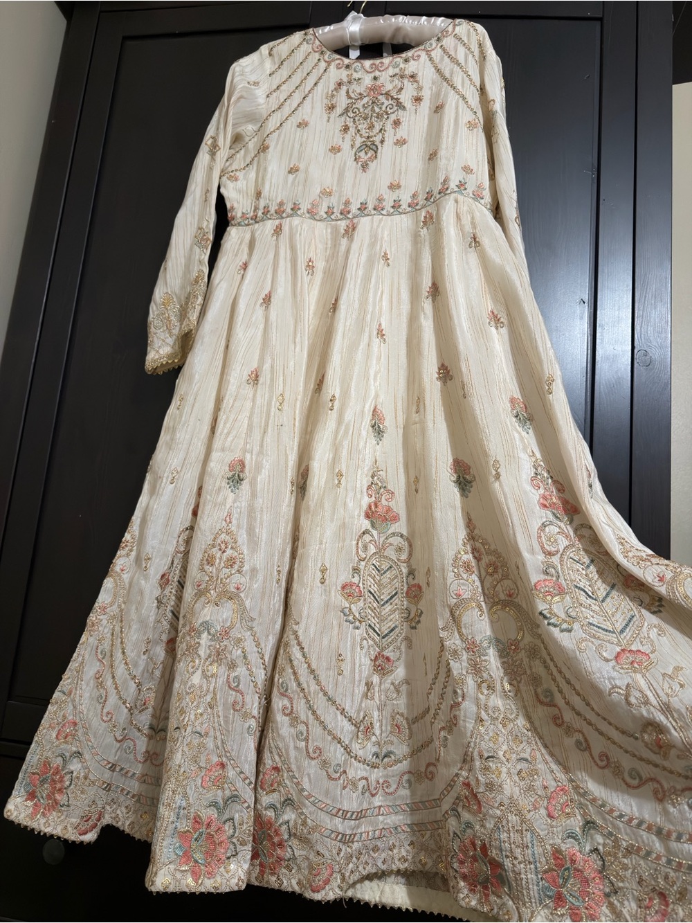 Pakistani Embroidered Long maxi with sharara and duppatta